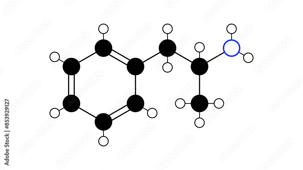 amphetamine molecule, structural chemical formula, ball-and-stick model, isolated image cns stimulant amphetamine molecule, structural chemical formula, ball-and-stick model, isolated image cns stimulant
