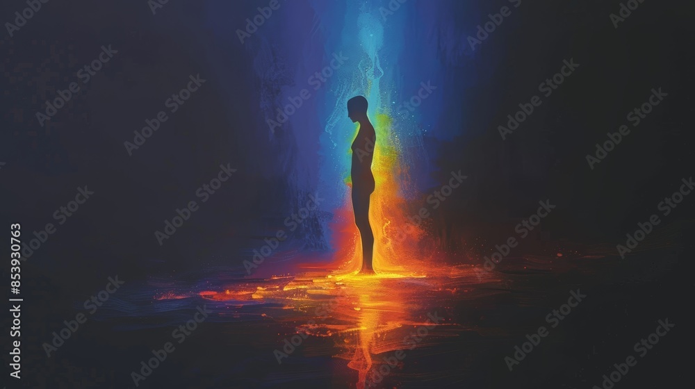 Fototapeta premium A vertical gradient from dark blue to orange