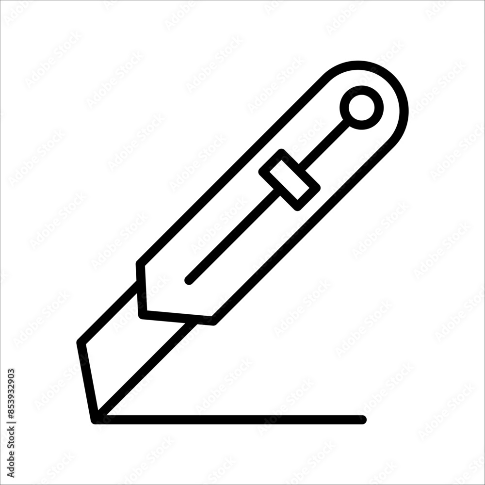 Cutter knife, stationery knife icon in trendy outline style design. Vector graphic illustration. Cutter icon for website design. Cutter knife, stationery knife icon in trendy outline style design. Vector graphic illustration. Cutter icon for website design.