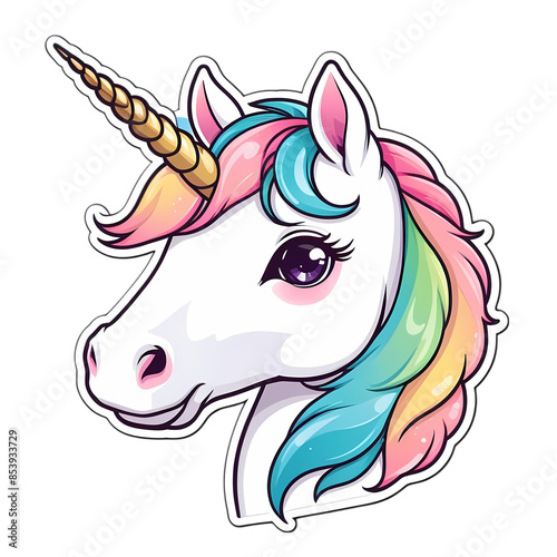 Cute Kawaii Face Unicorn Strickers Clipart
