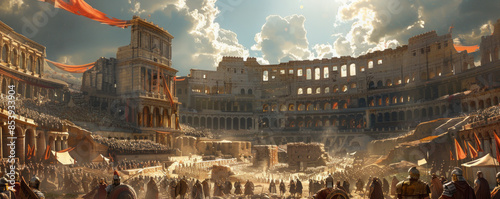Obraz na płótnie An ancient Colosseum with gladiator fights.