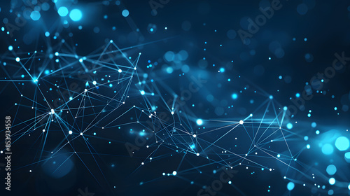 Abstract futuristic technology with polygonal shapes on dark blue background, digital innovation concept