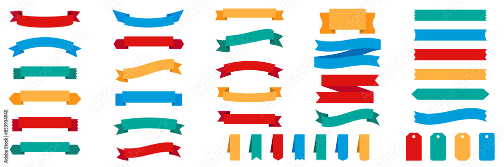 Ribbon color set. Award curved ribbon. Isolated badge set Ribbon color set. Award curved ribbon. Isolated badge set