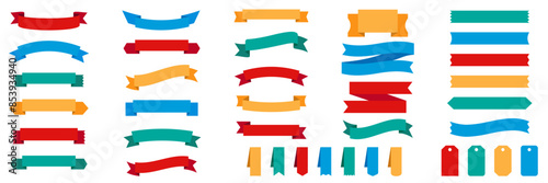 Ribbon color set. Award curved ribbon. Isolated badge set