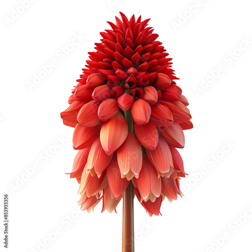 Vibrant red torch lily flower isolated on white background, perfect for botanical and nature-themed designs and projects. photo