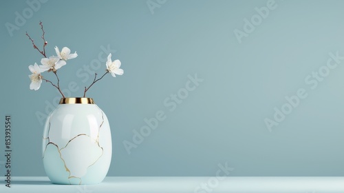 compact luxurious flower vase with craggy stratified texture in white and gold opulent silhouette minimalist pose clean white background in clean studio lighting product photography highly detailed