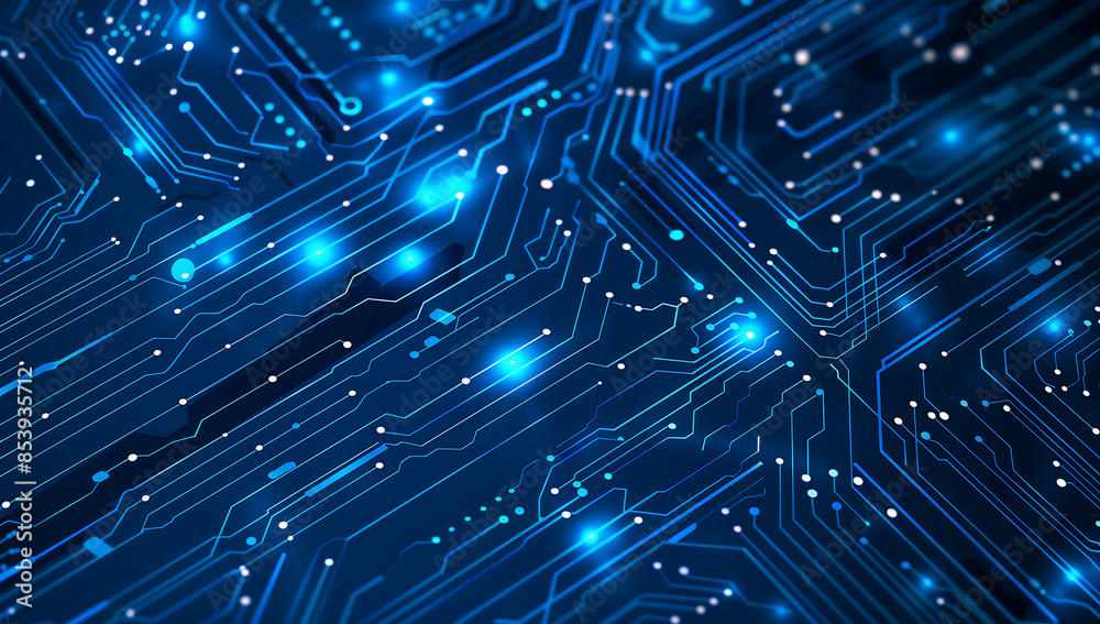 Obraz premium abstract blue background of a blue circuit board