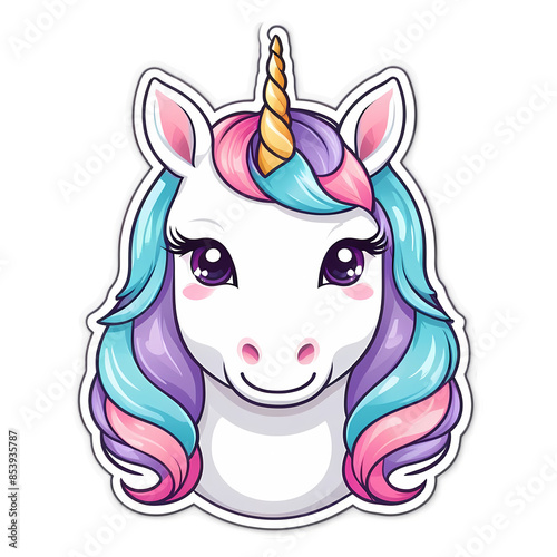 Cute Kawaii Face Unicorn Strickers Clipart