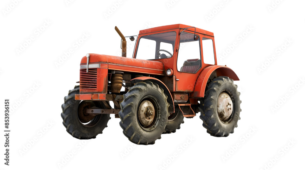 Red Tractor Illustration Isolated on White Background,cutout on transparent backgrounds. Red Tractor Illustration Isolated on White Background,cutout on transparent backgrounds.