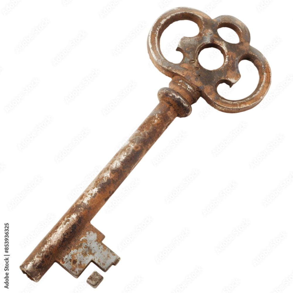 Antique Rusty Key Isolated on White Background,cutout on transparent backgrounds. Antique Rusty Key Isolated on White Background,cutout on transparent backgrounds.