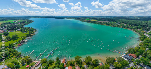 Tableau sur toile Sommer am Wörthsee im Alpenvorland in Oberbayern