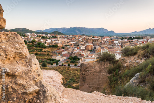 View of Pliego, Murcia, Spain, from the ruins of the castle of La Mota.