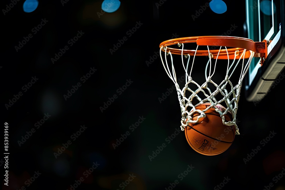 Basketball going to the net Basketball going to the net