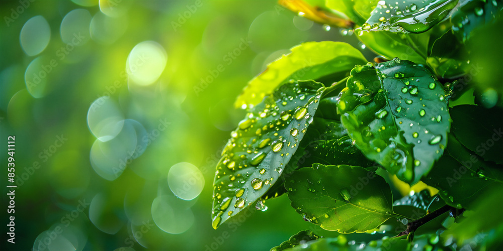 Young leaves in the rays of the sun. Photo generated using AI Young leaves in the rays of the sun. Photo generated using AI