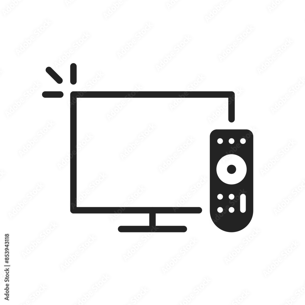 linear black tv icon with remote control linear black tv icon with remote control