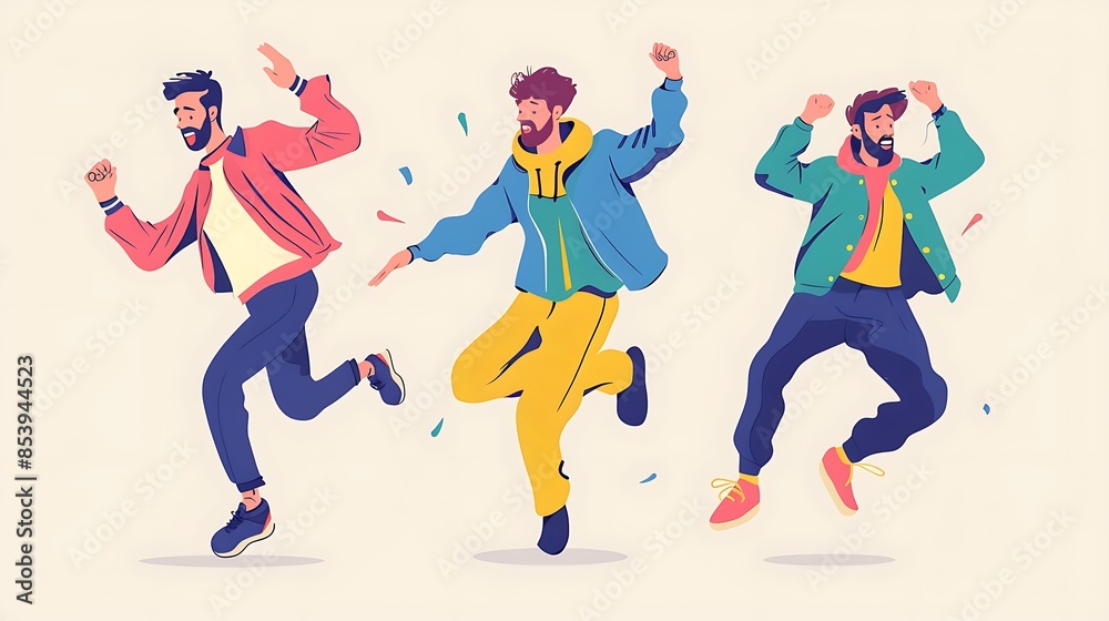 Three Friends Celebrating with Joyful Poses Three Friends Celebrating with Joyful Poses