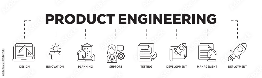 Product icon infographic illustration concept with icon of innovation, objective, service, efficiency, delivery, quality and price icon live stroke and easy to edit Product icon infographic illustration concept with icon of innovation, objective, service, efficiency, delivery, quality and price icon live stroke and easy to edit