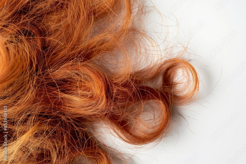Naklejka premium A close up of a woman's red hair with a lot of volume, perfect for hair salon, hair advertisement