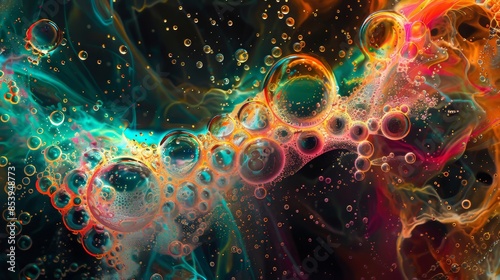 Colorful Bubbles in Liquid © OlScher