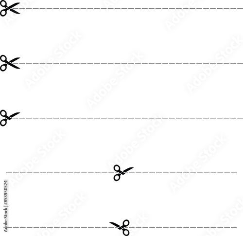 scissor cut paper icon vector set