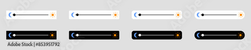 slider to control the brightness level. Adjust the contrast and brightness in the form of the sun or month. Color design concept for mobile app, web page. Vector illustration