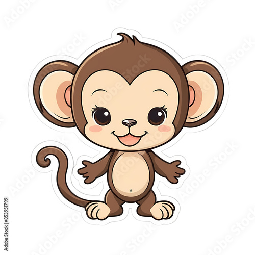 Cute Kawaii Monkey Stickers Clipart