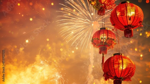 "Chinese New Year Celebration with Fireworks: Vibrant Festive Scene" © 柳迪 付