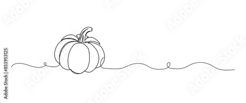 Pumpkin continuous one line drawing, single line art element, minimalist sketch line vector illustration, autum and thanksgiving concept