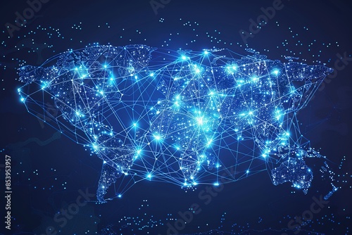 seamless pattern flat illustration style, world map world map and globeal connection, Futuristic Digital Connections: Stylish CGI World Globe in Blue, Symbolizing Human Connectivity world map