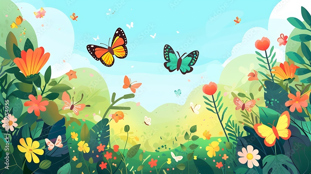 Springtime Garden with Butterflies Springtime Garden with Butterflies