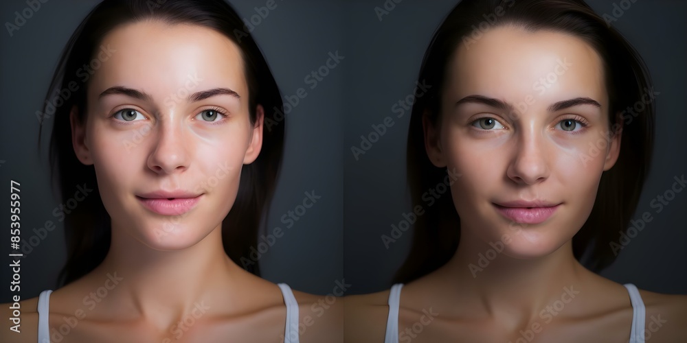 Before and after photos of a womans skin showing improvement after ...