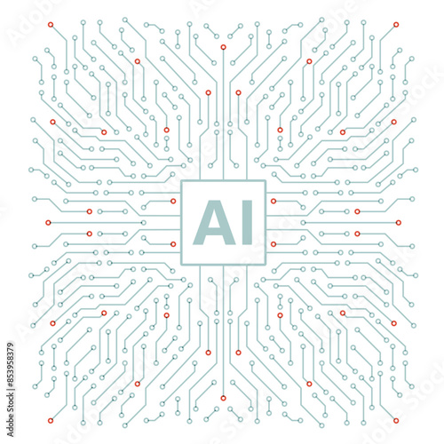 Ai chipset on circuit board background. Futuristic concept. High-tech technology background