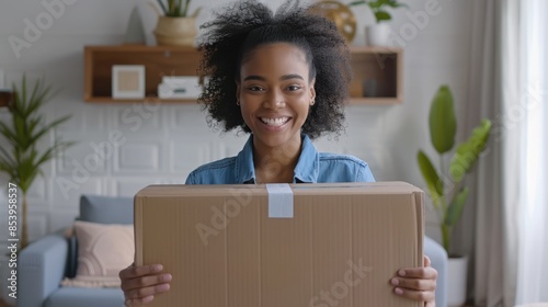 The woman holding package photo