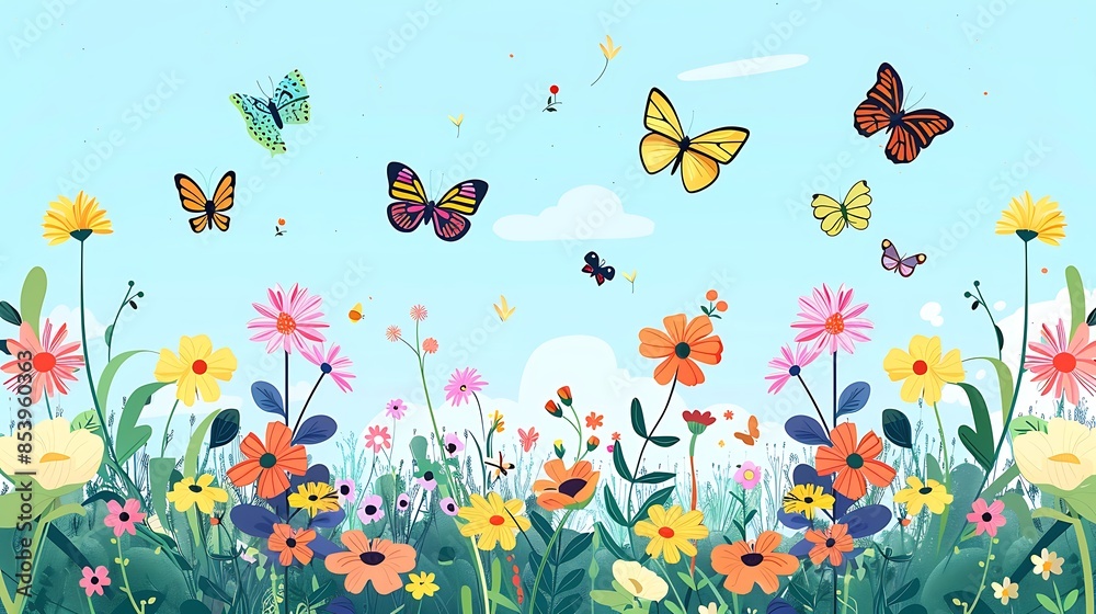 A Vibrant Garden with Butterflies A Vibrant Garden with Butterflies