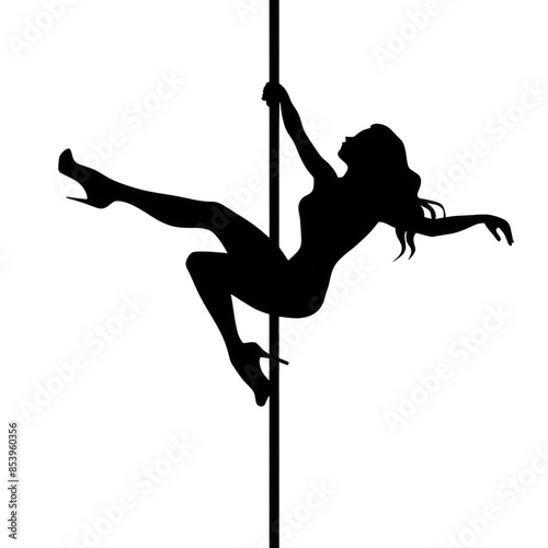 Iconic Silhouette of a Woman in High Heels Dancing on a Pole: A Simple and Elegant Design
