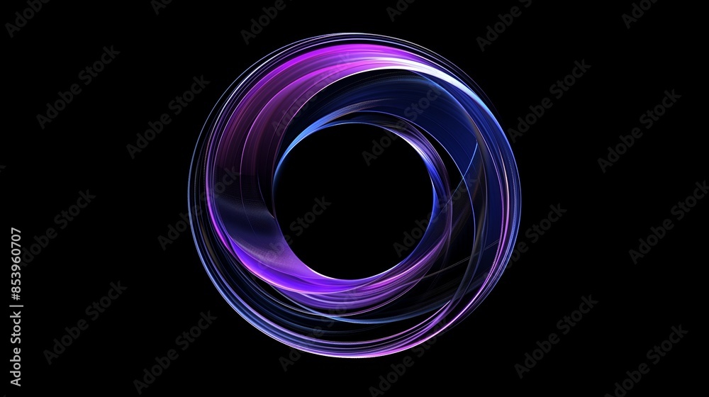 A small purple and blue metallic morphing wave in circle shape on black background. A small purple and blue metallic morphing wave in circle shape on black background.