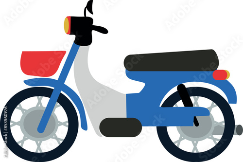 Blue scooter. Motorbike vector. Motorcycle art
