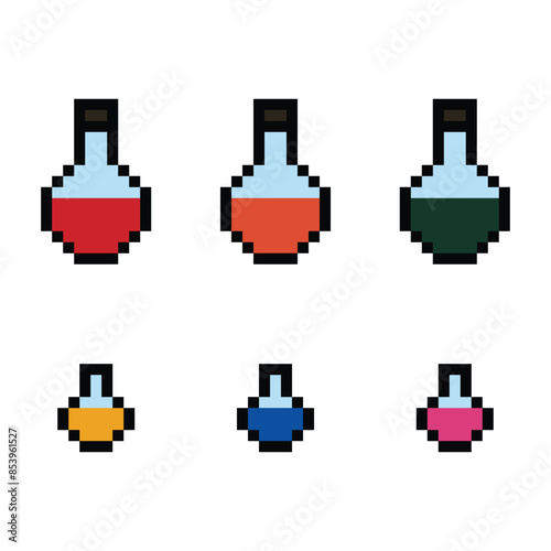 Pixel art concept medicine potion pill vitamin cartoon pixel art. Medicine drug pharmacy doctor 8 bit with white ioslated background. Abstract,vector,illustration.