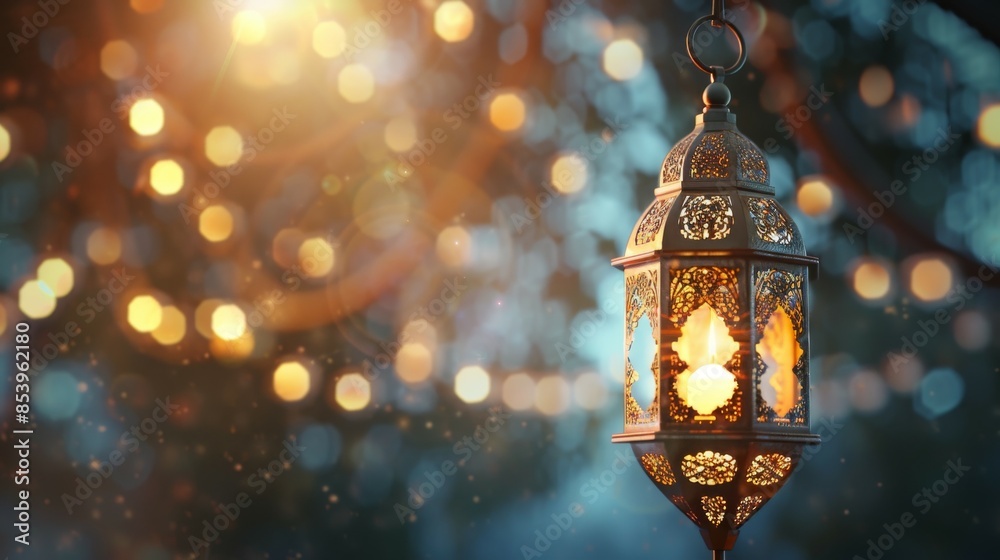 Ornate Ramadan Lantern with Warm Glow Ornate Ramadan Lantern with Warm Glow