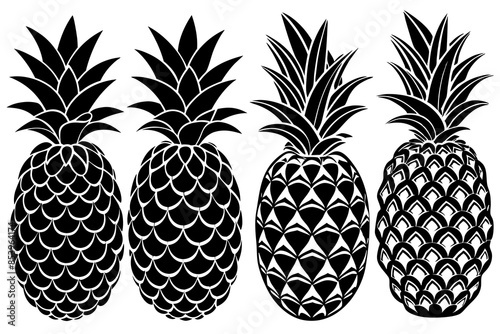 pineapple fruit line art vector illustration