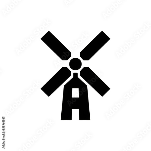 Simplified Windmill Silhouette Icon A Minimalist Approach to Classic Wind Energy Designs
 photo