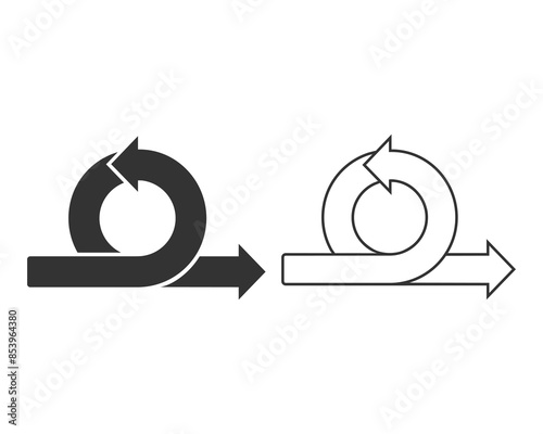 Agile cycle icon, flexible methodology work, concept management business, arrow spin, editable stroke vector illustration