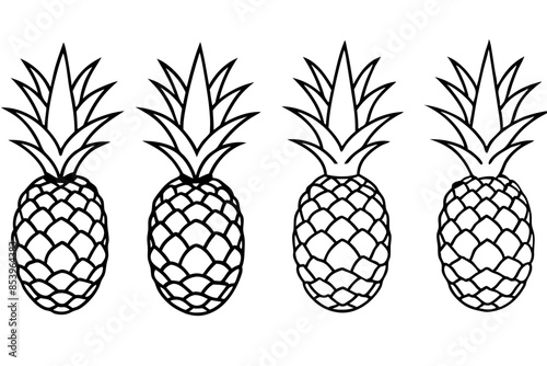 pineapple fruit line art vector illustration