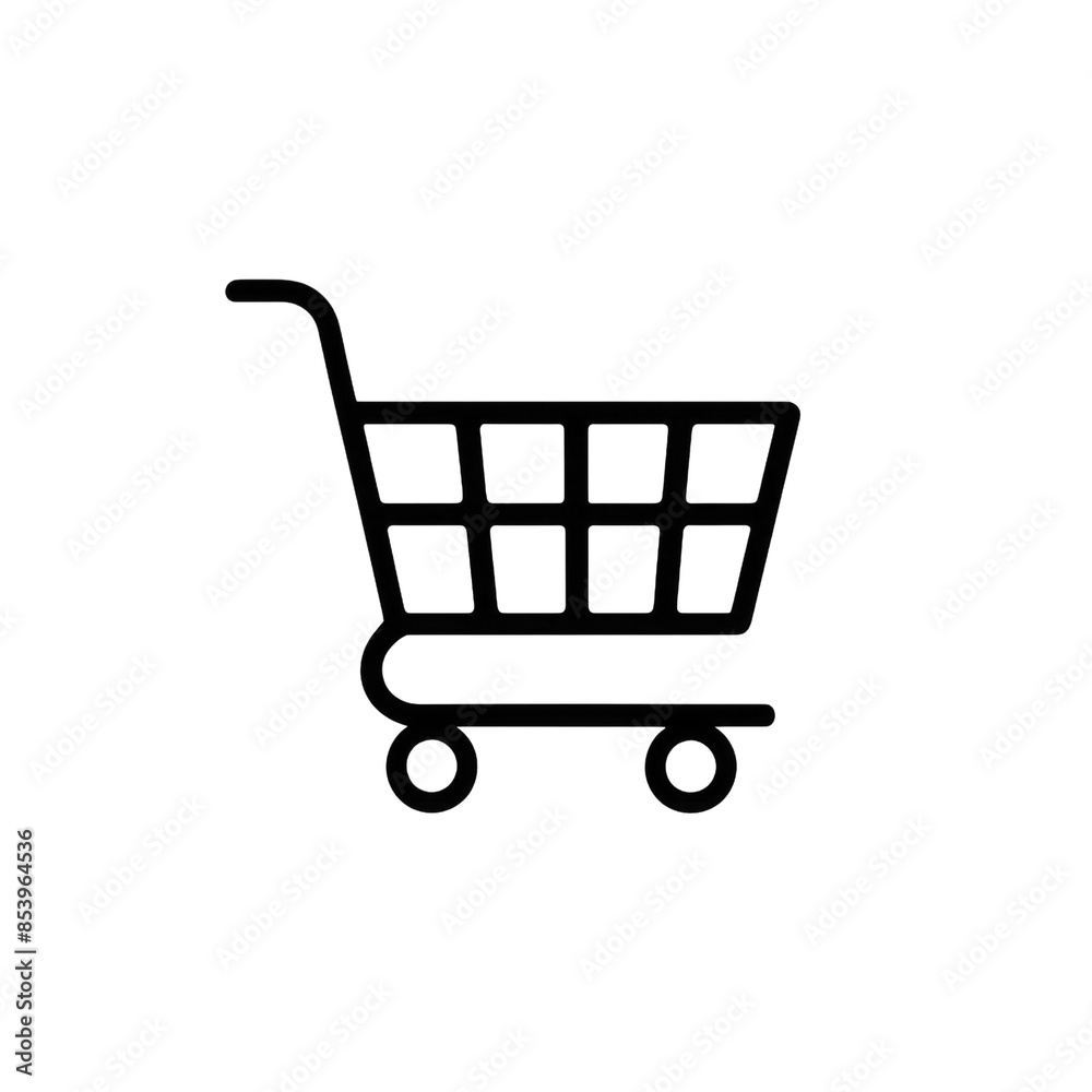 Sleek Shopping Trolley Silhouette: A Minimalist Approach to Simple Icons
