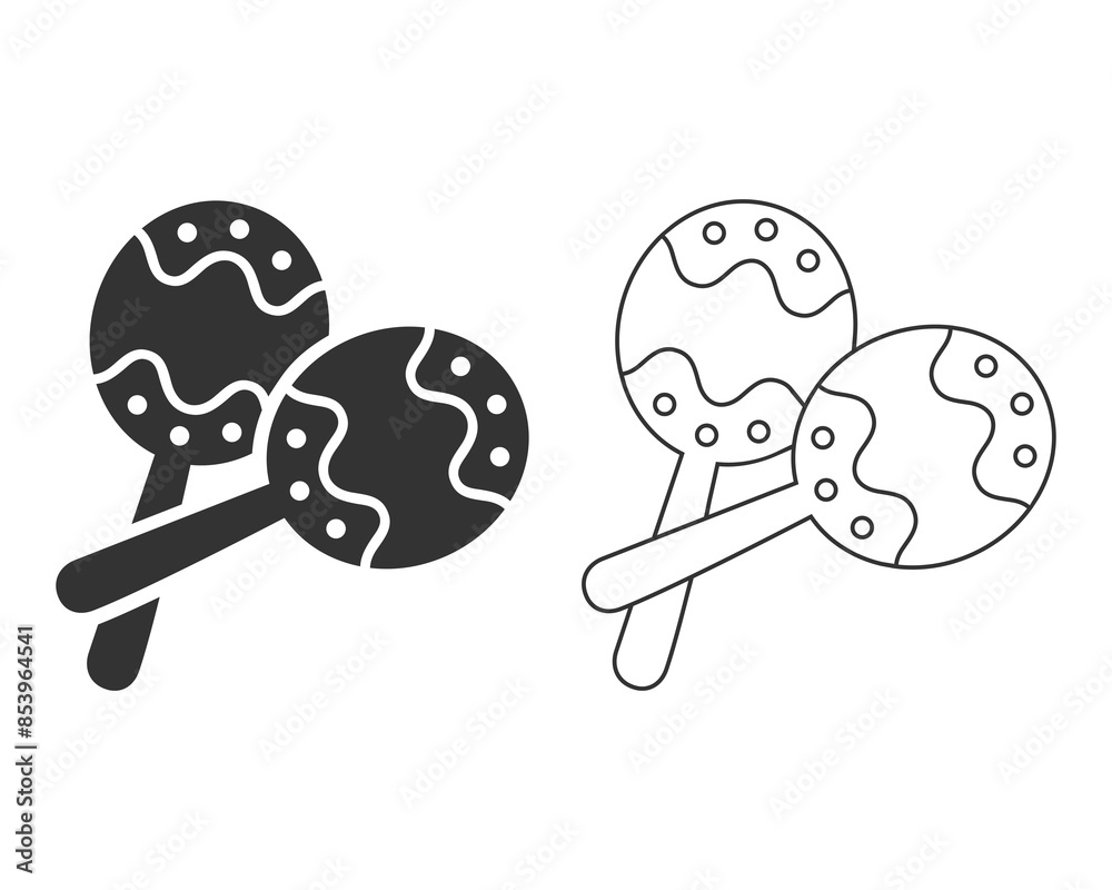 Maracas flat icon. Rumba shaker or chac-chac.Traditional Latin rattle musical instrument. Vector illustration Maracas flat icon. Rumba shaker or chac-chac.Traditional Latin rattle musical instrument. Vector illustration