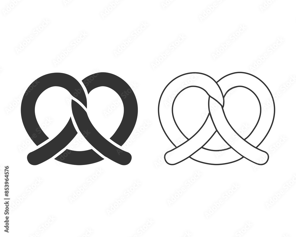 Pretzel vector line icon in black solid flat design icon isolated on white background Pretzel vector line icon in black solid flat design icon isolated on white background