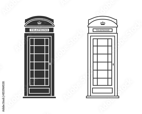 Phone booth line icon isolated on white background. Vector art