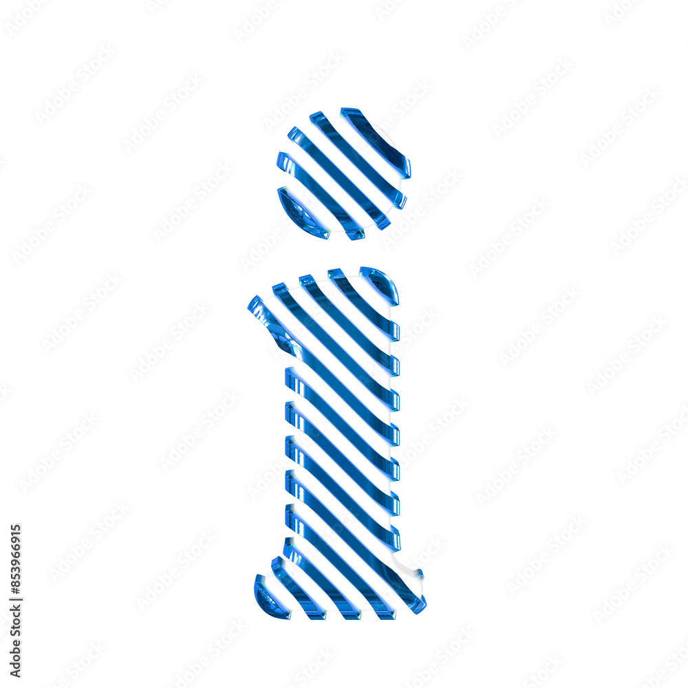 White symbol with blue diagonal ultra thin straps. letter i White symbol with blue diagonal ultra thin straps. letter i