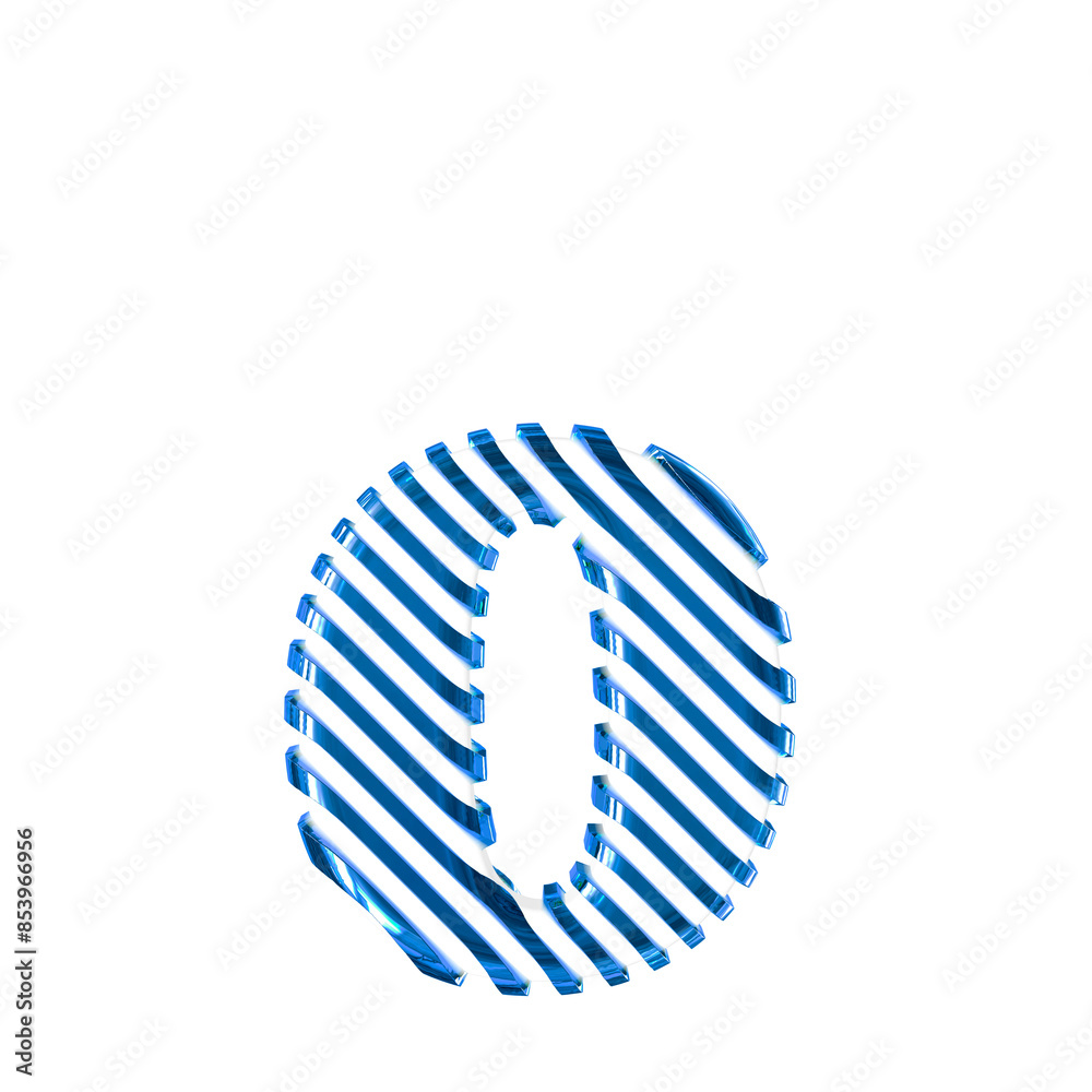 White symbol with blue diagonal ultra thin straps. letter o White symbol with blue diagonal ultra thin straps. letter o
