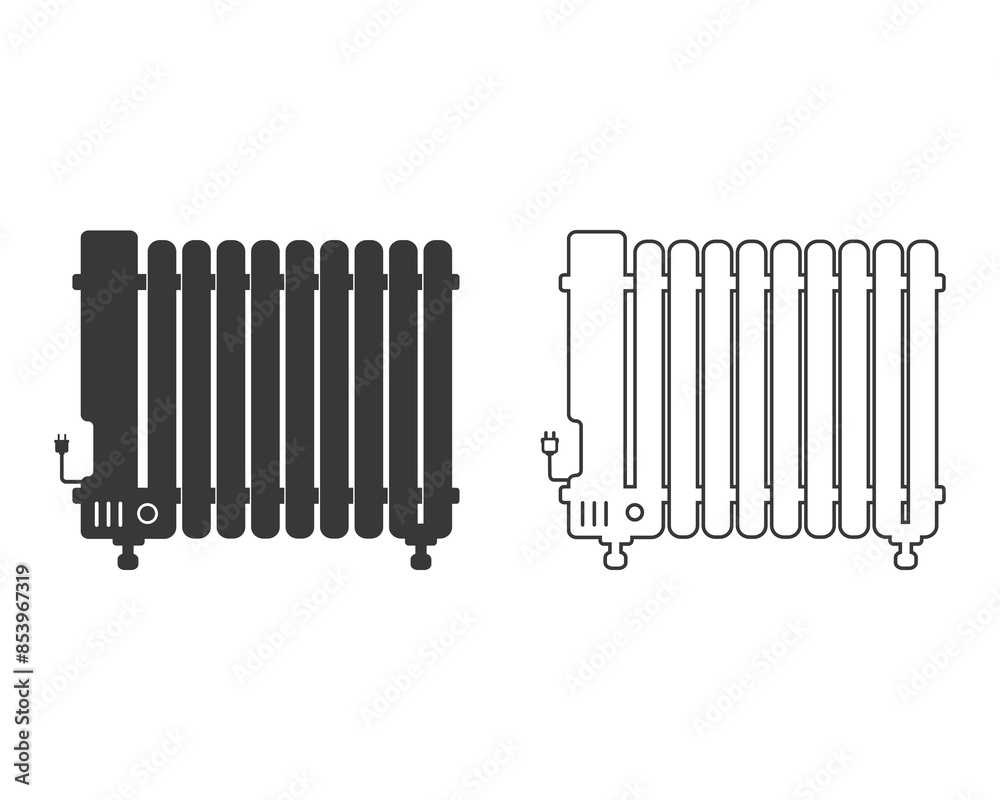 Electric heater vector line icon in flat Electric heater vector line icon in flat